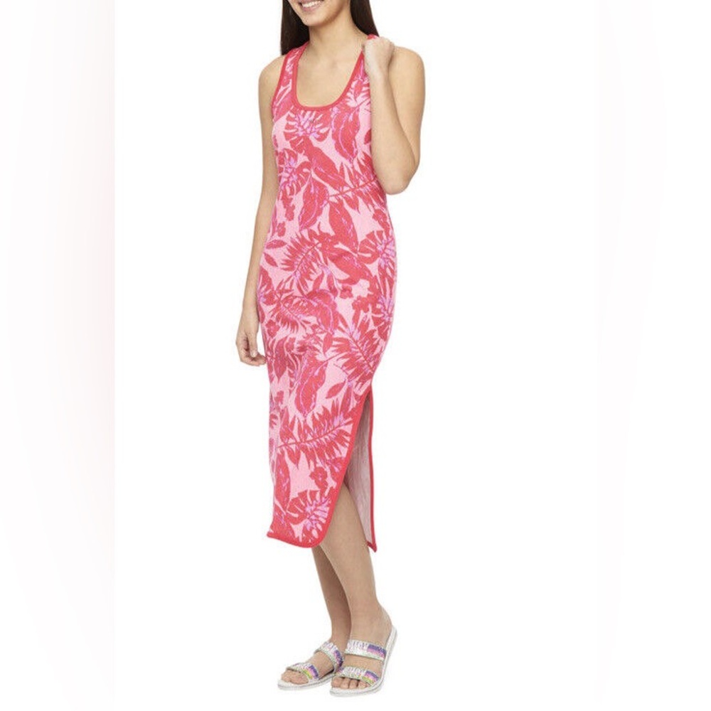 Juicy Couture Hot Pink Tropical Print Midi Dress - Size S NWT